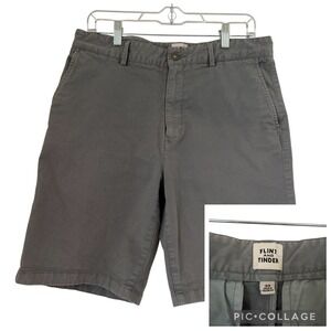 Flint and Tinder Charcoal Gray Chino Shorts Mens Sz 33 Flat Front Huckberry